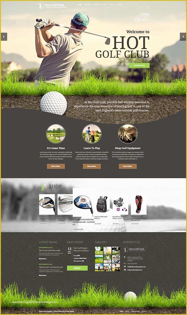 Golf Club Website Templates Free Of Responsive Golf Template Hotthemes
