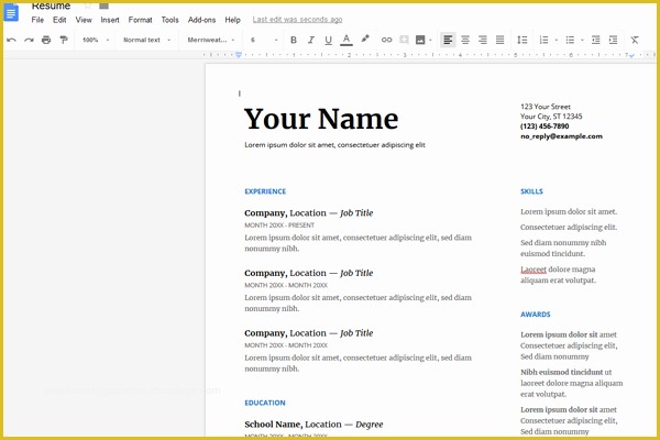 Google Docs Resume Template Free Of Google Docs Resume Templates Free to Download Hirepowers