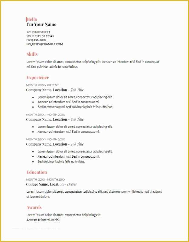 Google Docs Resume Template Free Of Resume Template Google Docs Image Collections