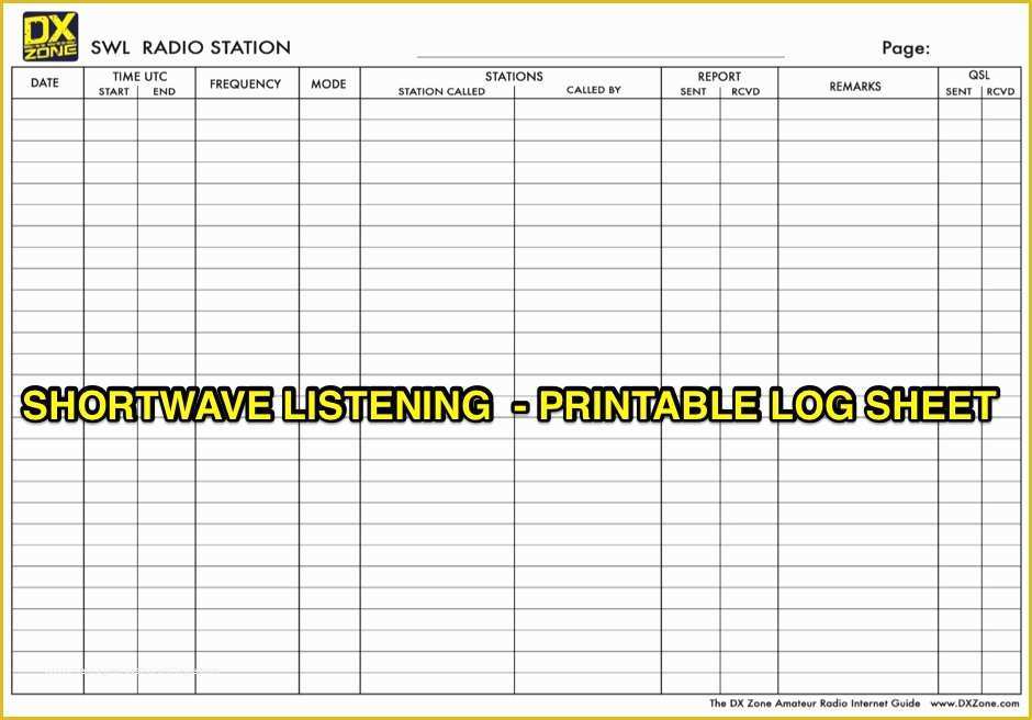 Ham Radio Website Templates Free Of Printable Log Sheet for Swl