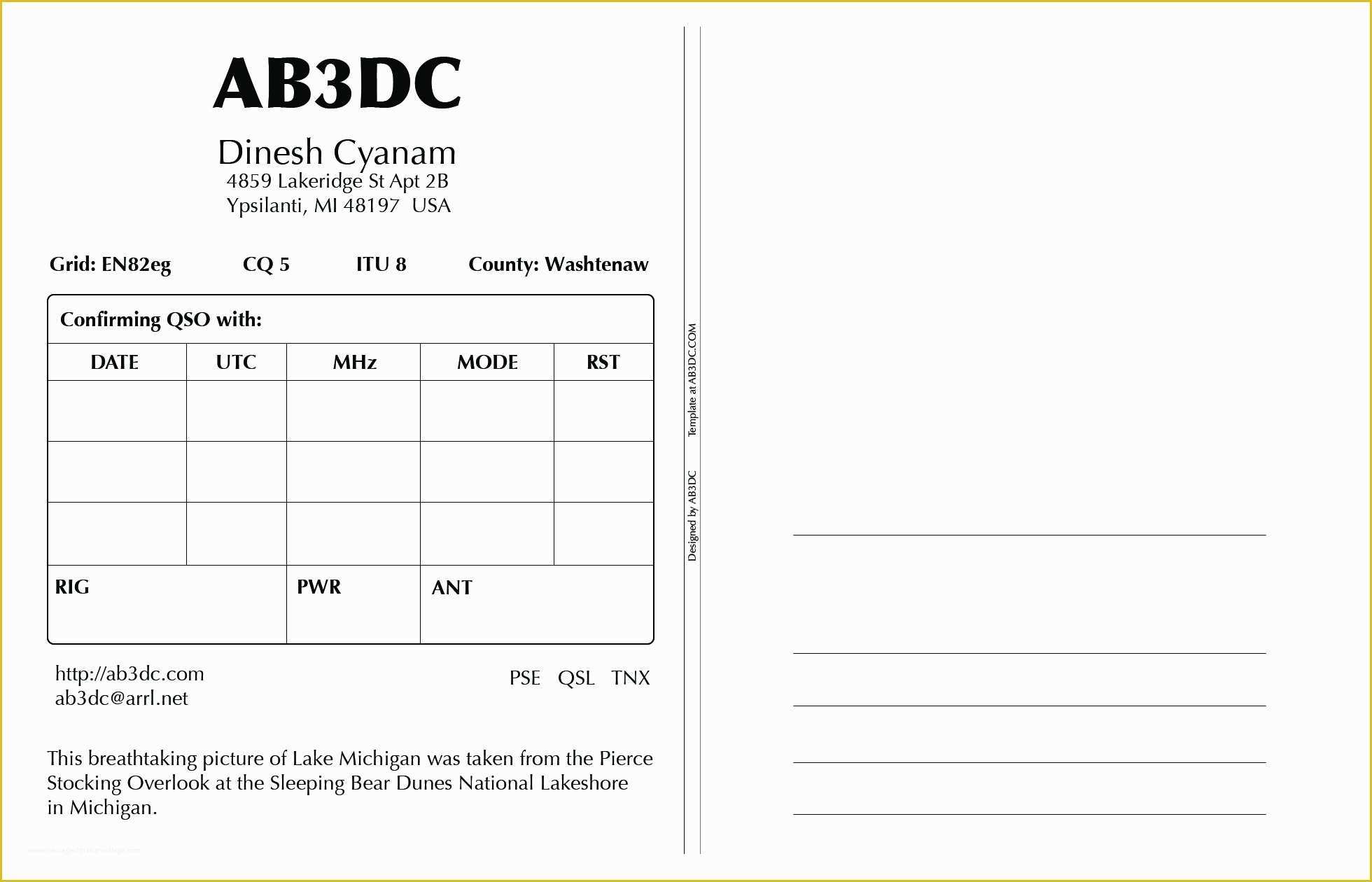 Ham Radio Website Templates Free Of Qsl Card Template Gallery Template Design Ideas