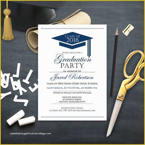 High School Graduation Invitation Templates Free Of Graduation Announcement Boy Printable Template Navy High