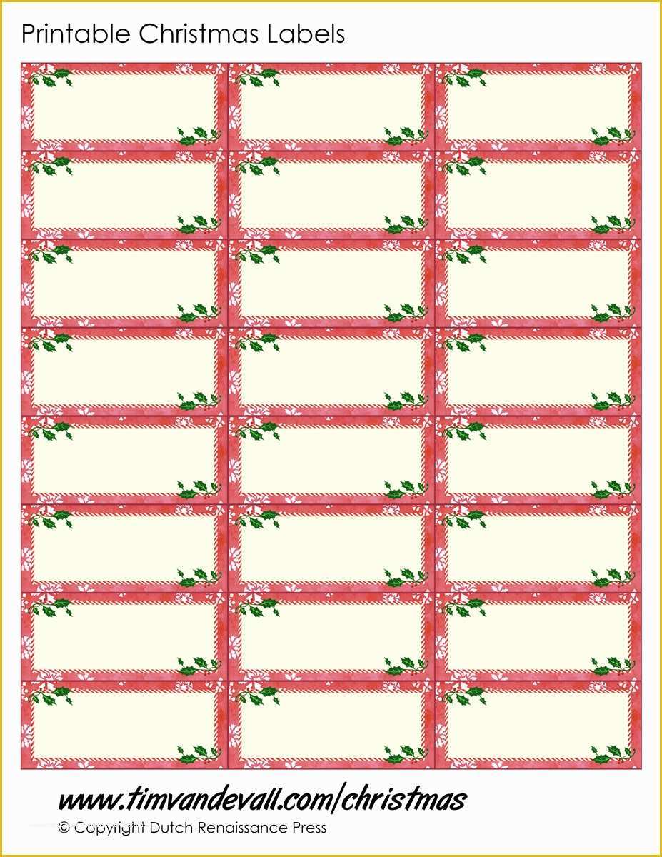 Holiday Labels Template Free Of Printable Christmas Labels Red Tim S Printables