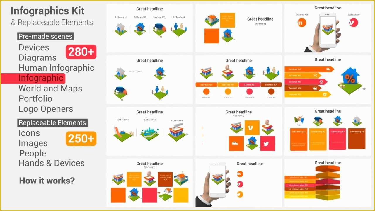 Infographic Template after Effects Free Of Infographics Kit & Replaceable Elements Videohive after