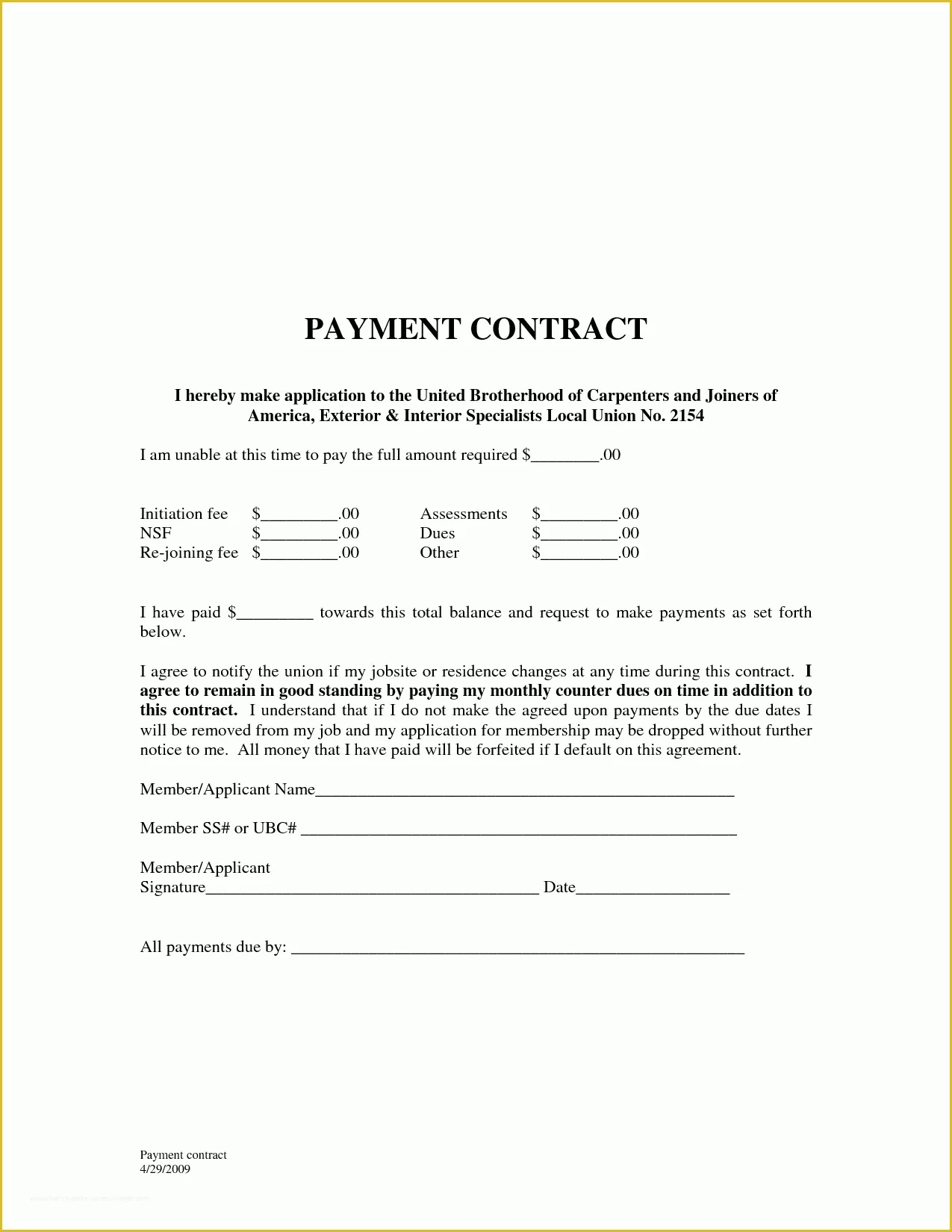 44 Installment Agreement Template Free