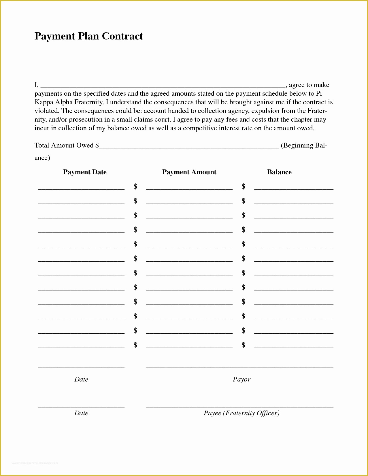 Installment Agreement Template Free Of 3 Payment Plan Contractreport Template Document