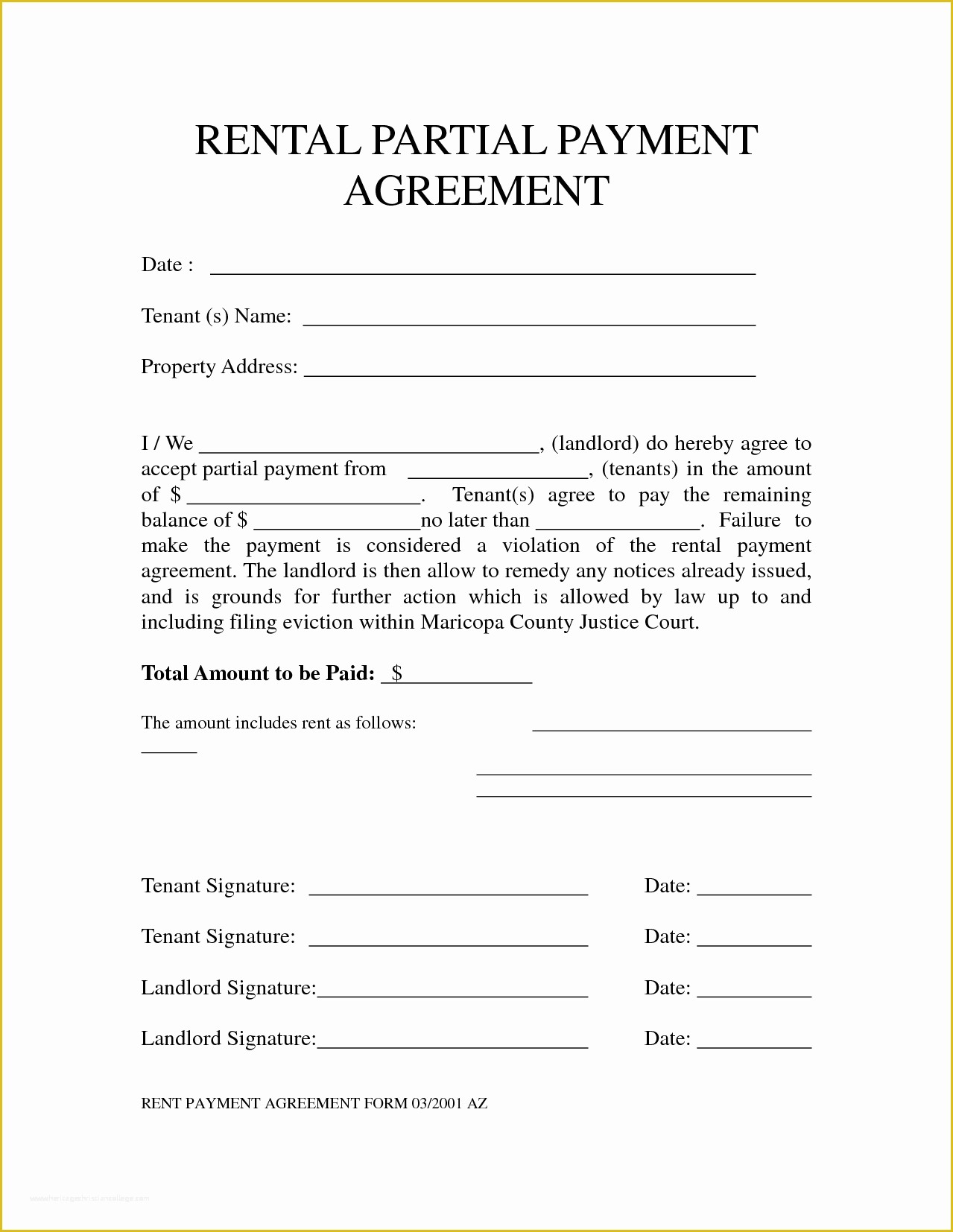 Installment Agreement Template Free Of 3 Rent Agreement form