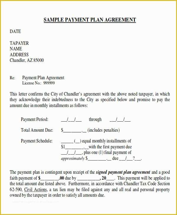 Installment Agreement Template Free Of 35 Agreement Letter formats