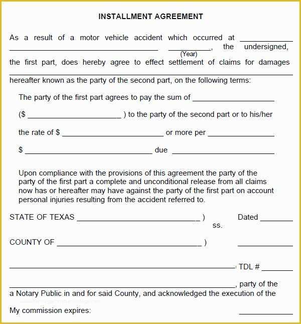 Installment Agreement Template Free Of 6 Sample Installment Agreement Templates