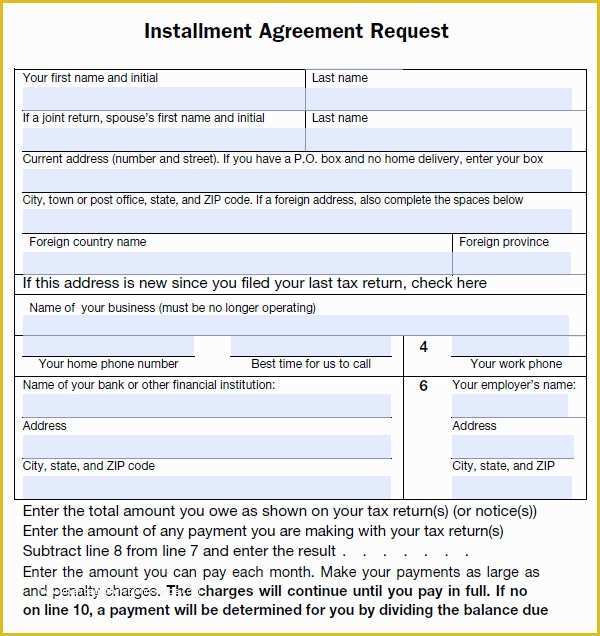 Installment Agreement Template Free Of 6 Sample Installment Agreement Templates