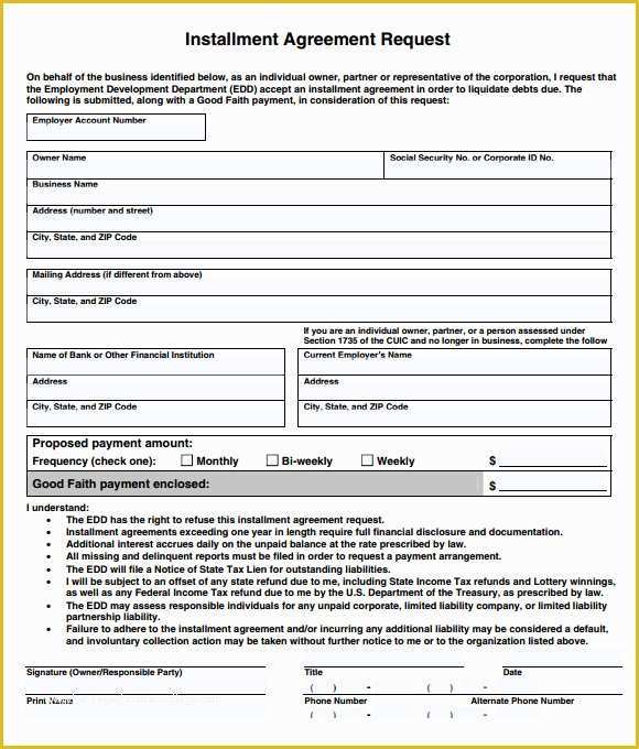 Installment Agreement Template Free Of 6 Sample Installment Agreements