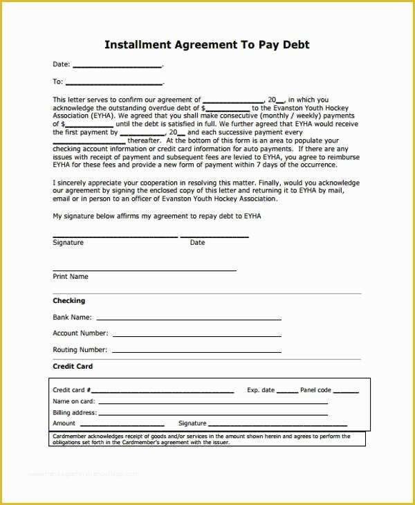 Installment Agreement Template Free Of 7 Installment Agreement form Samples Free Sample