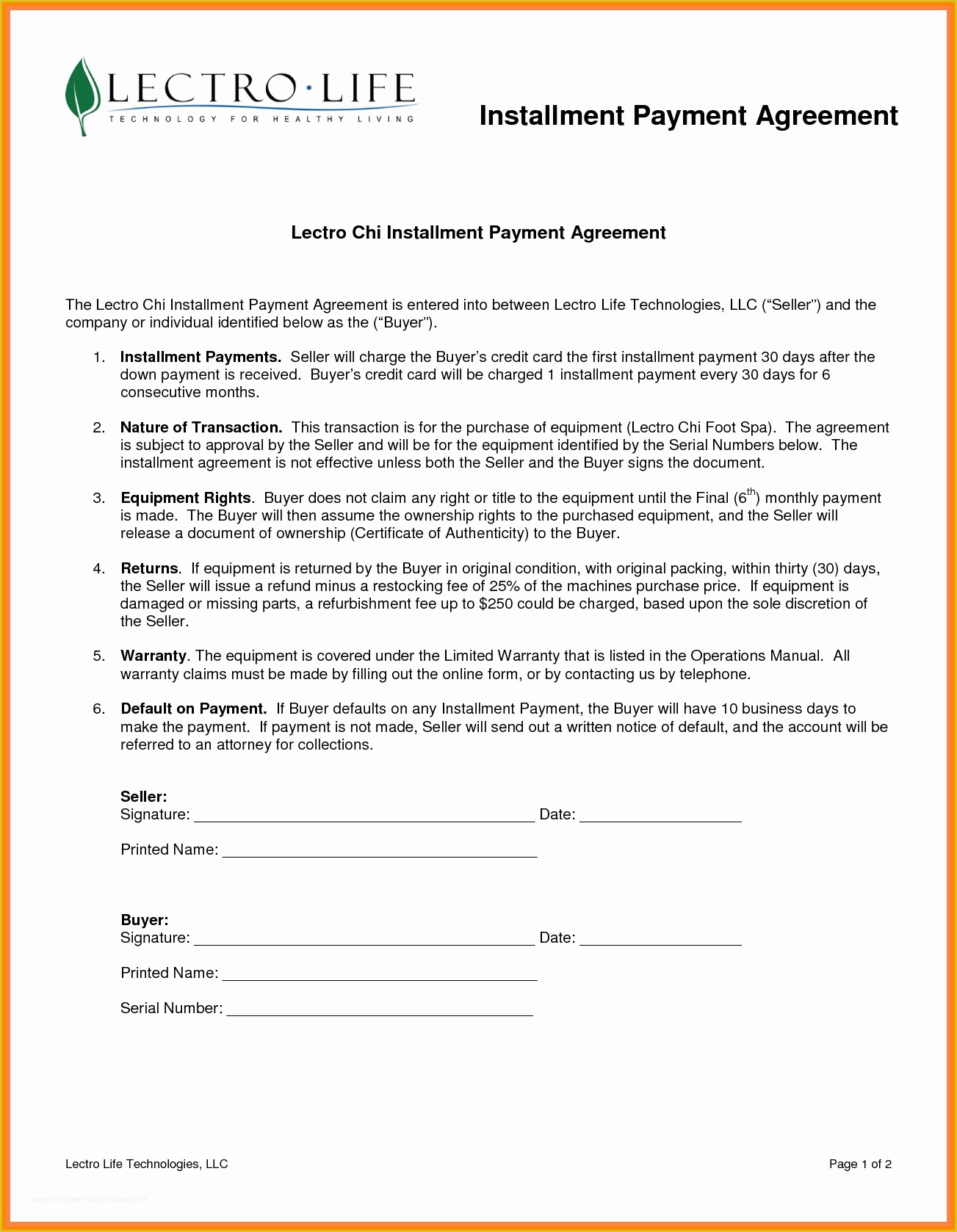 Installment Agreement Template Free Of 7 Installment Payment Plan Agreement Template