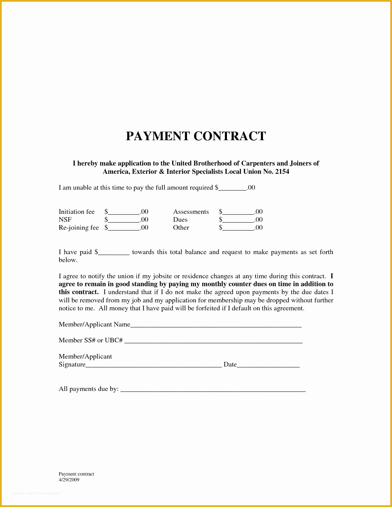 Installment Agreement Template Free Of Free Payment Agreement Template Portablegasgrillweber