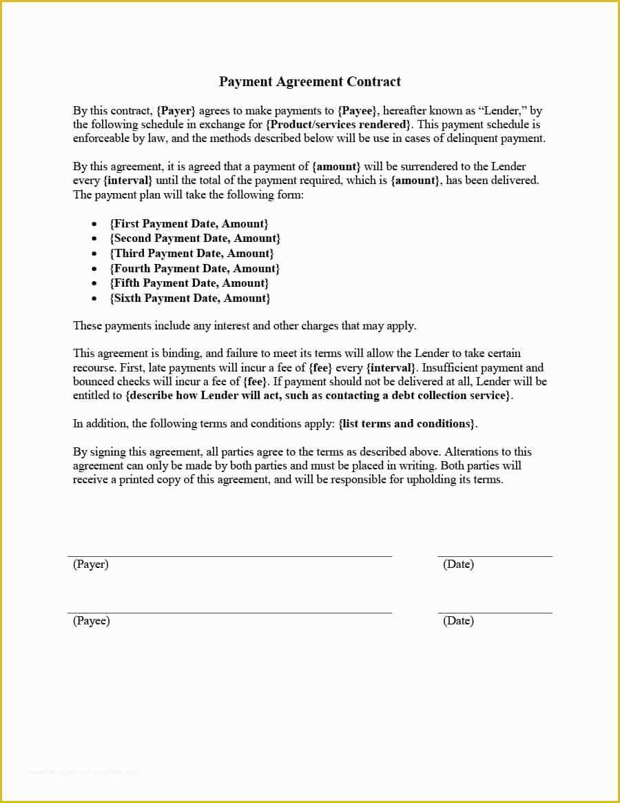 Installment Agreement Template Free Of Payment Agreement 40 Templates &amp; Contracts Template Lab