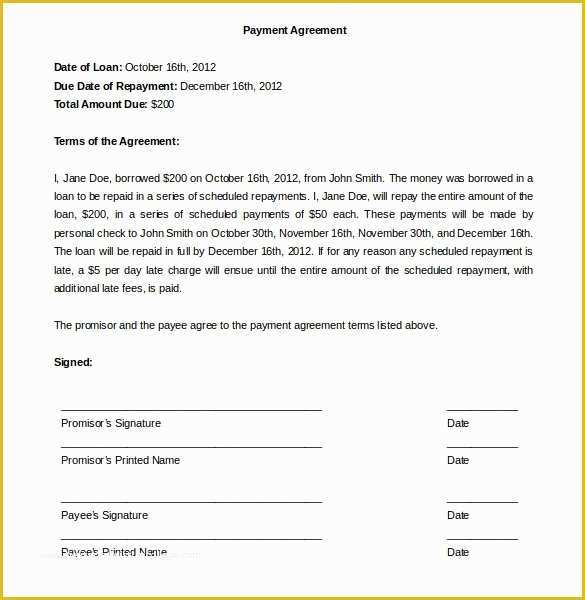 Installment Agreement Template Free Of Payment Agreement Template