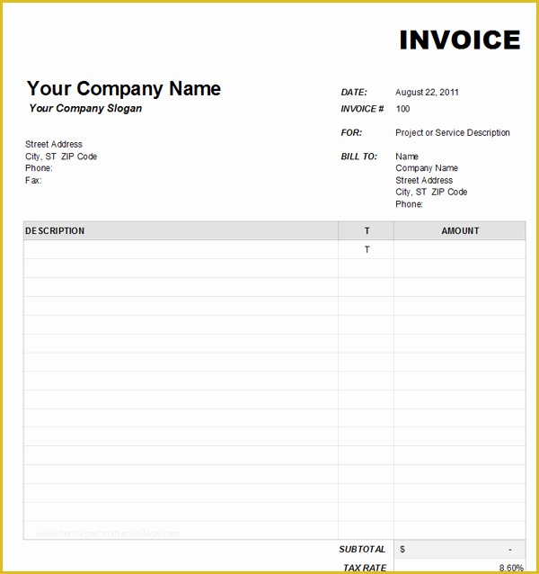 Free Invoice Template Word Mac