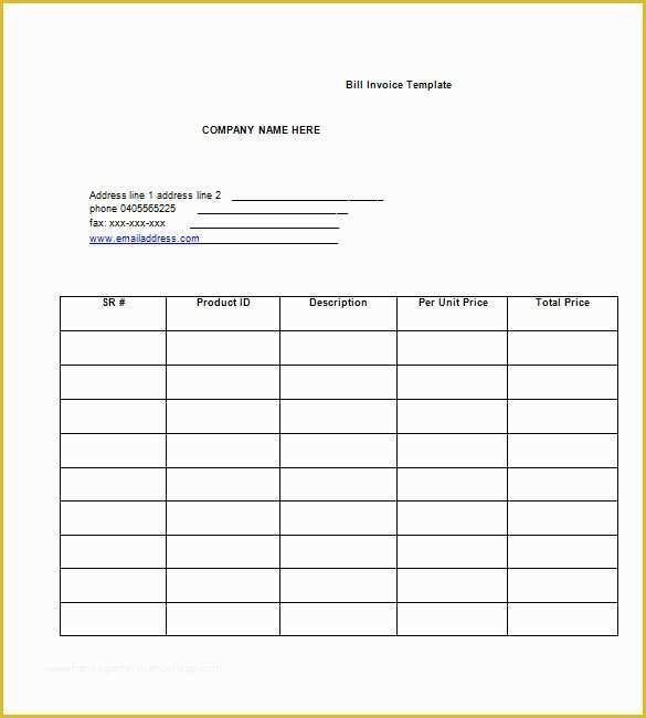 Invoice Template Word Download Free Of Billing Invoice Template 7 Free Printable Word Excel