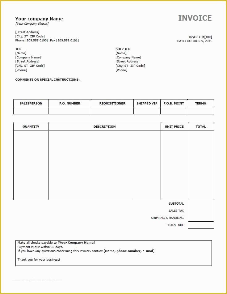 Invoice Template Word Download Free Of Free Invoice Templates for Word Excel Open Fice