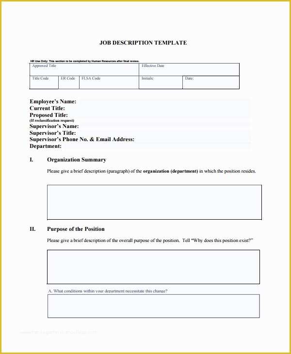 Job Description Template Free Word Of 33 Job Description Templates