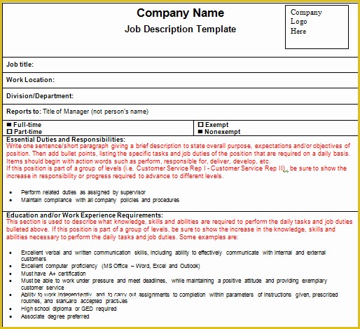 Job Description Template Free Word Of 5 Job Description Templates Word Excel Templates