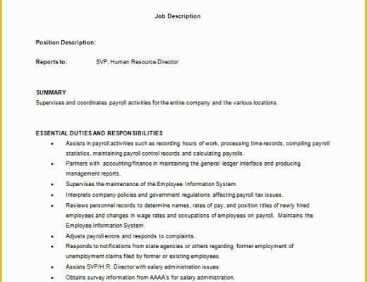 Job Description Template Free Word Of 9 Supervisor Job Description Templates