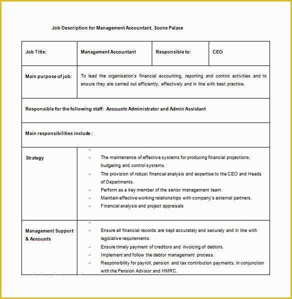 Job Description Template Free Word Of Accountant Job Description Template 11 Free Word Pdf