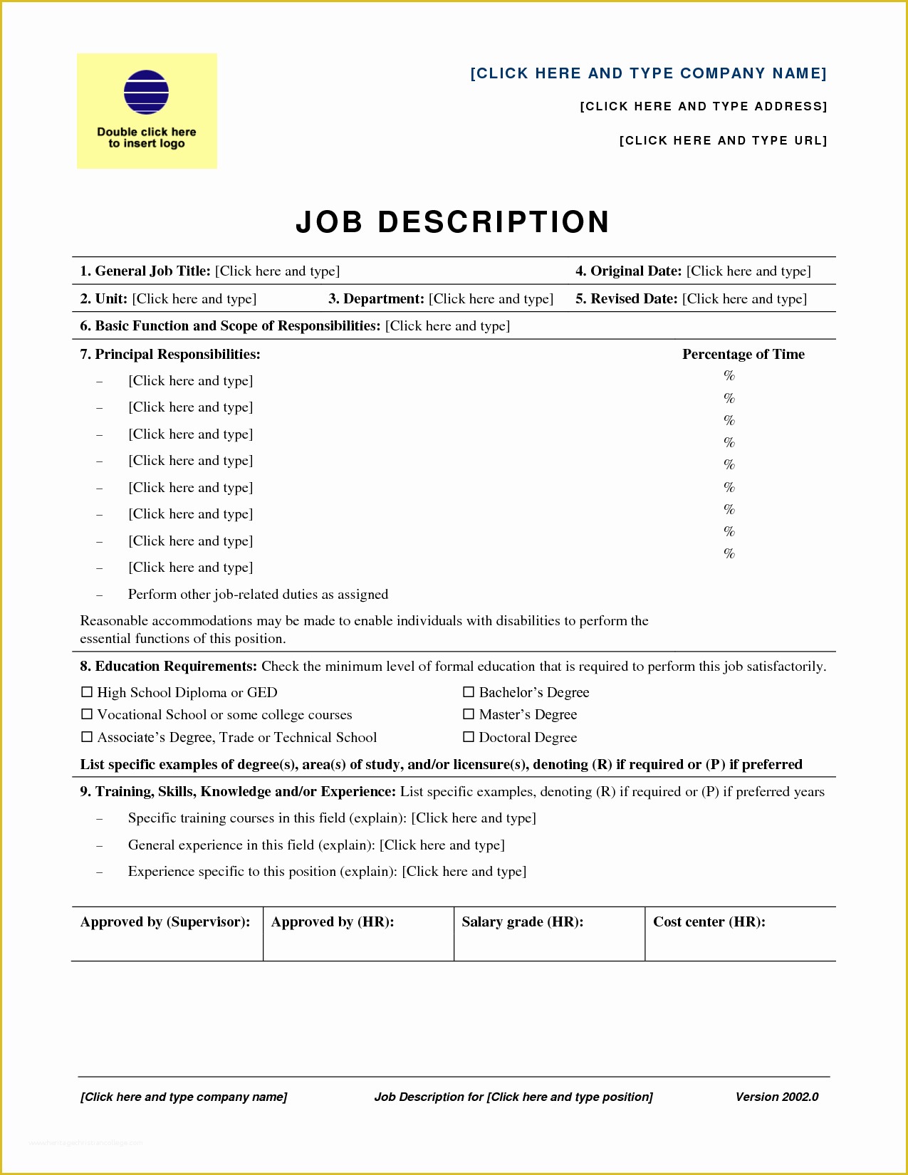 Job Description Template Free Word Of Free Sample Job Description Template Templates Station