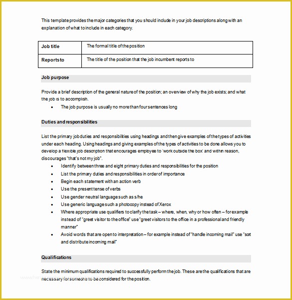 Job Description Template Free Word Of Job Description Template – 28 Free Word Excel Pdf