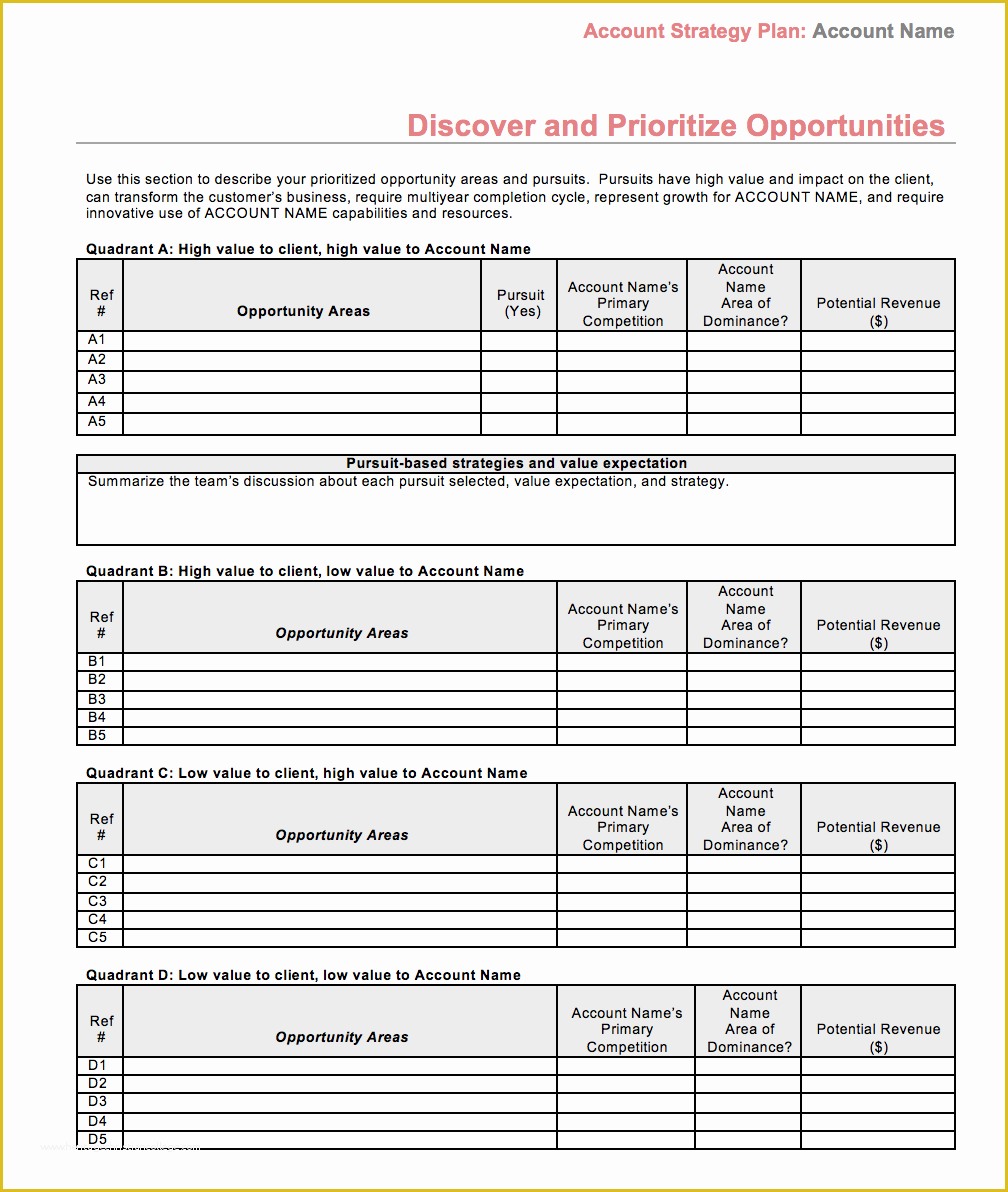 Key Account Plan Template Free Download Of Account Plan Template