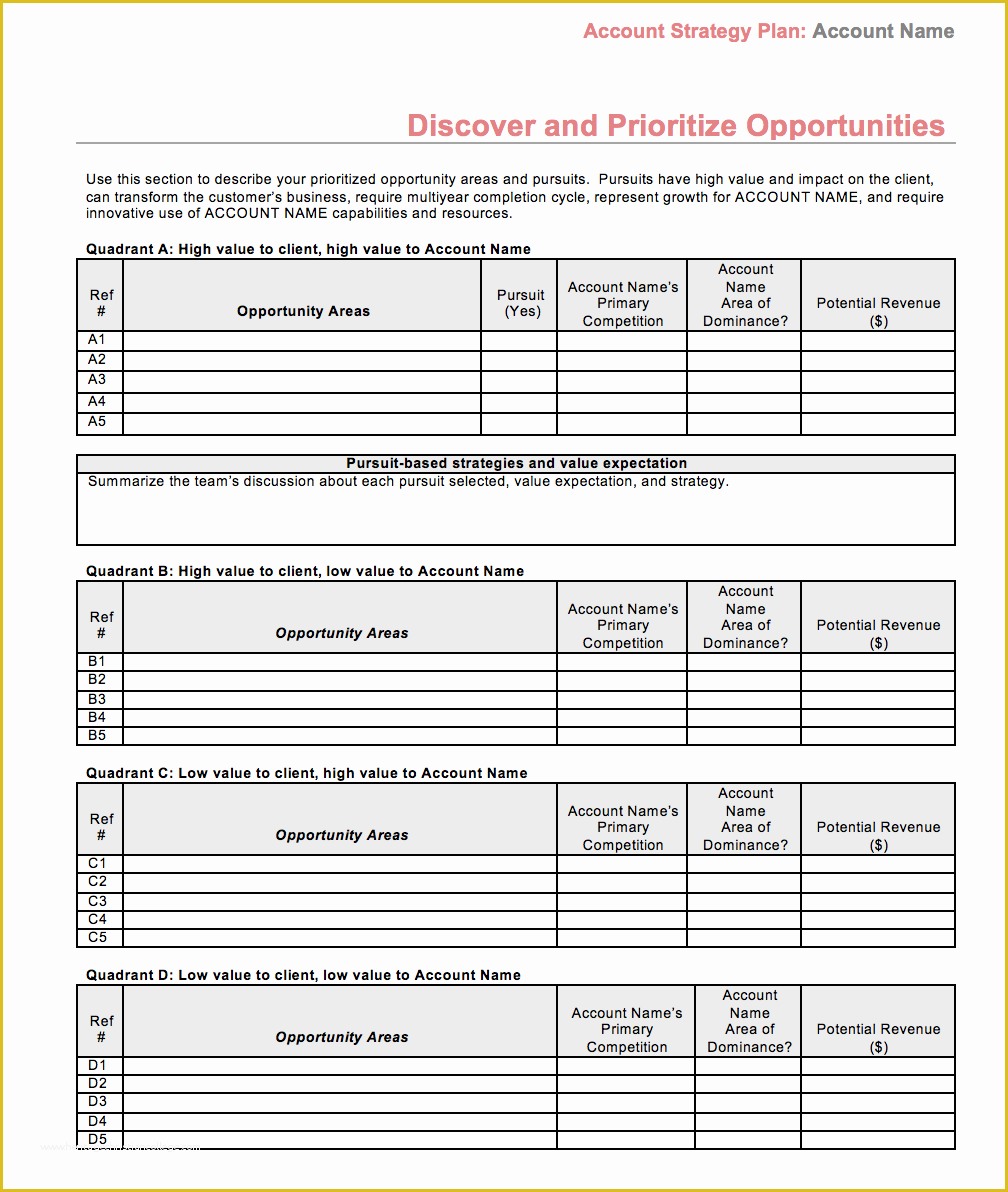 Key Account Plan Template Free Download Of Strategic Account Plan Template