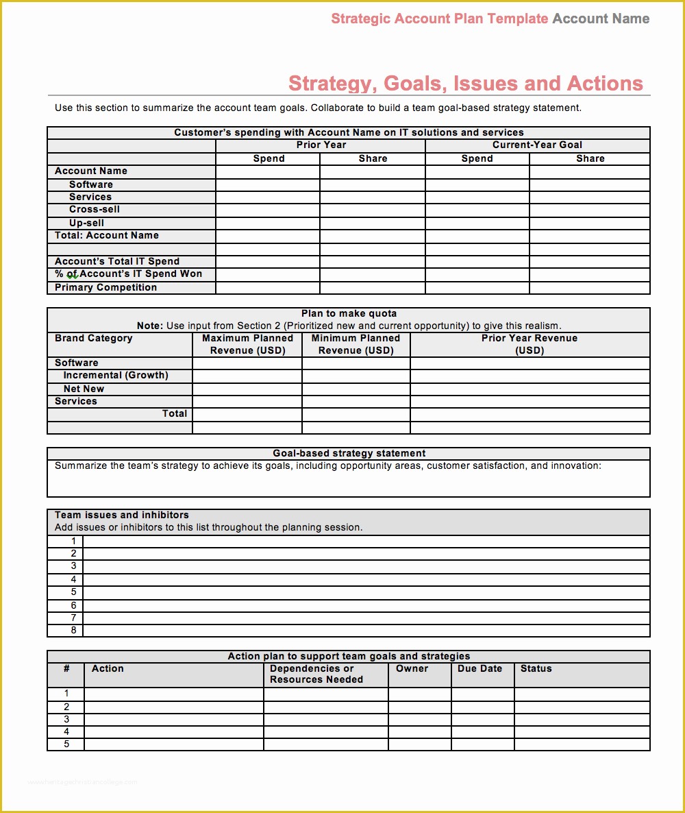 Key Account Plan Template Free Download Of Strategic Account Plan Template
