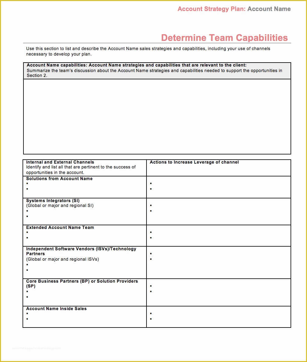 Key Account Plan Template Free Download Of Strategic Account Plan Template