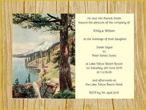 Lake Party Invitation Templates Free Of Diy Printable A5 Vintage Lake Tahoe Wedding by