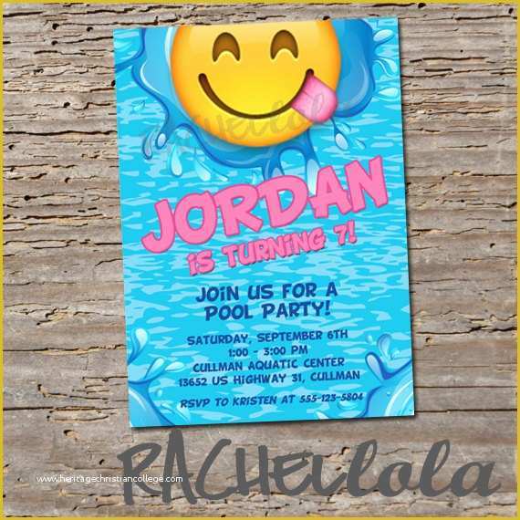 Lake Party Invitation Templates Free Of Emoji Pool Party Birthday Invitation Printable Template