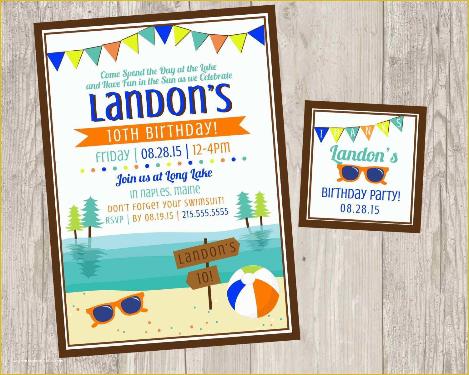 Lake Party Invitation Templates Free Of Lake Birthday Party Invitations Summer Party Printable