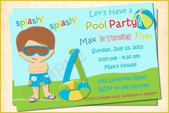 Lake Party Invitation Templates Free Of Pool Party Kids Birthday Parties
