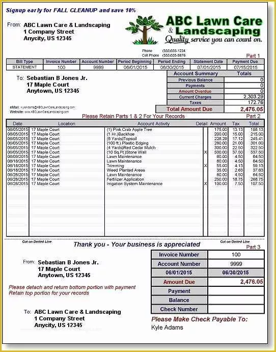 Landscape Templates Free Of Landscaping Invoice Template Word