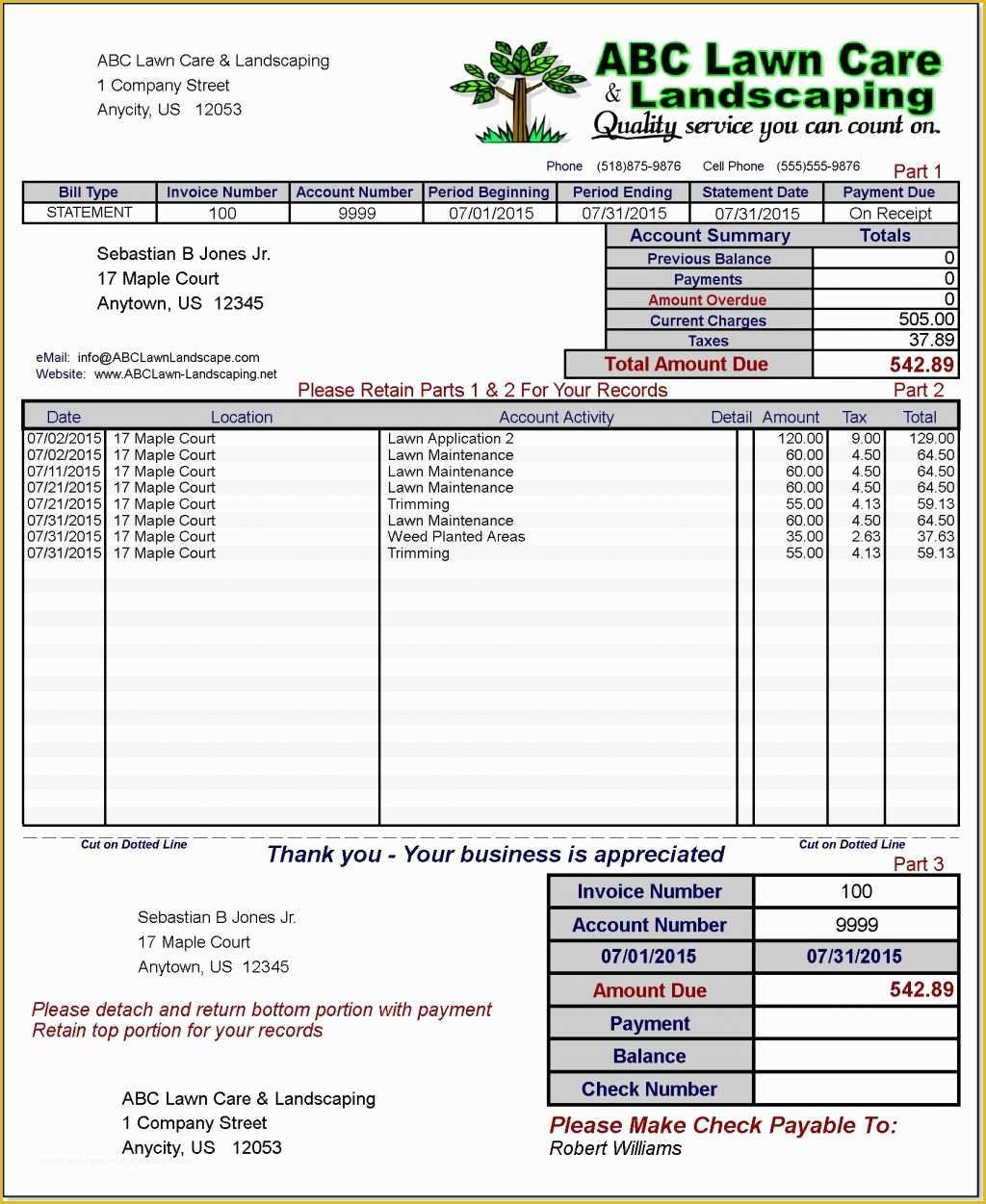 Landscape Templates Free Of Landscaping Invoice Template Word