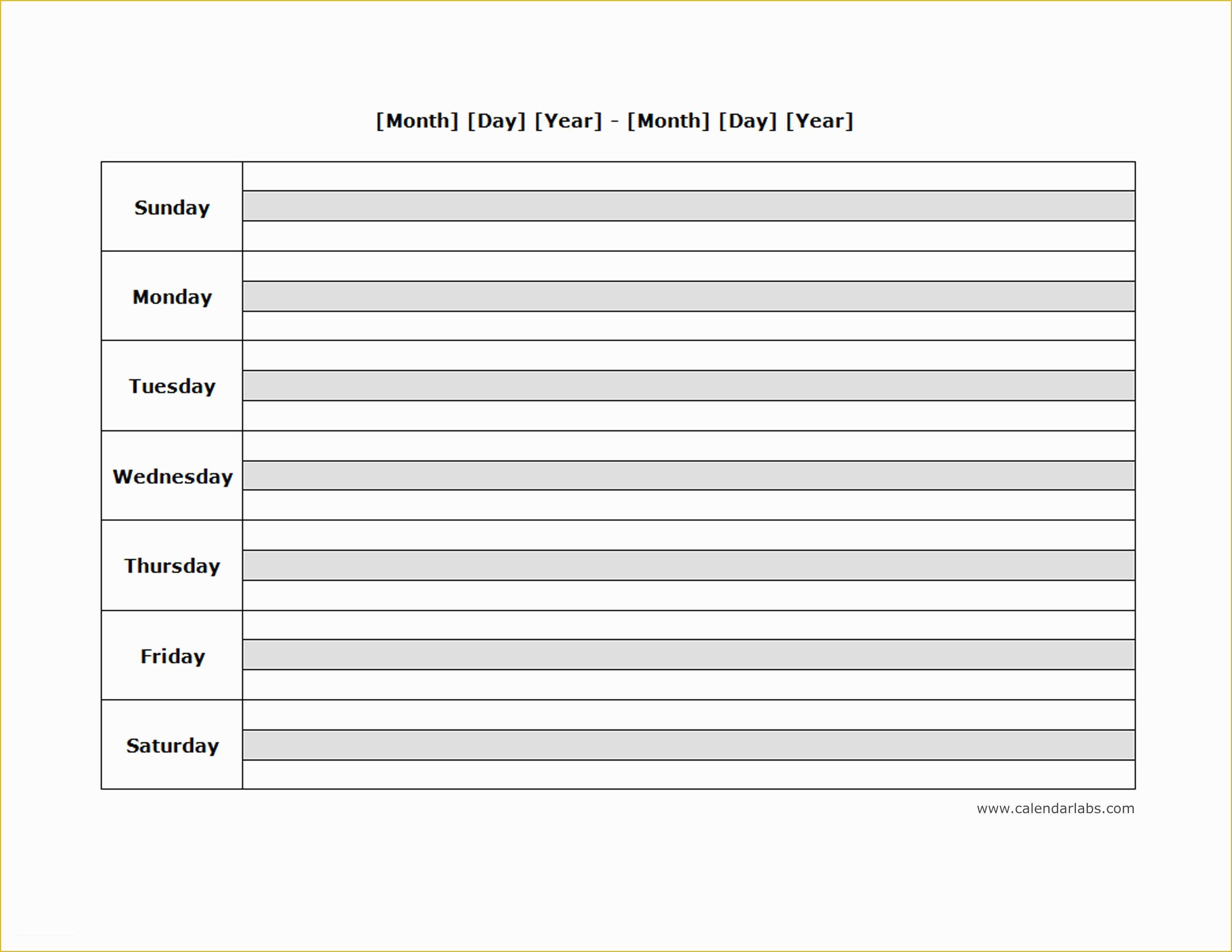 Landscape Templates Free Of Weekly Blank Calendar Landscape 04 Free Printable Templates