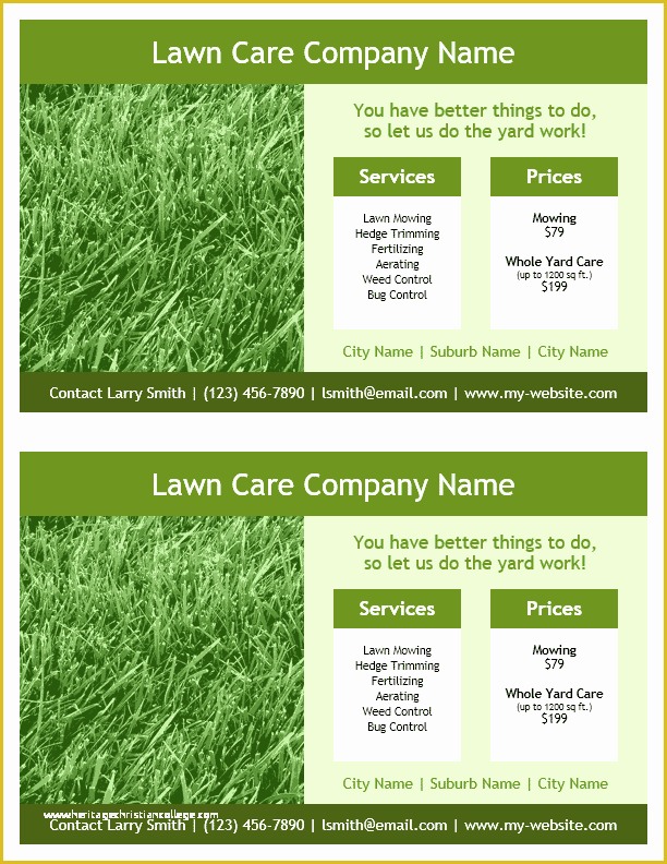 Lawn Care Business Card Templates Free Downloads Of Lawn Care Flyer Template for Word