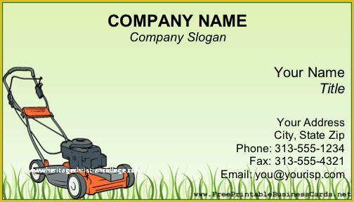 Lawn Care Business Card Templates Free Of Lawnmower Business Card