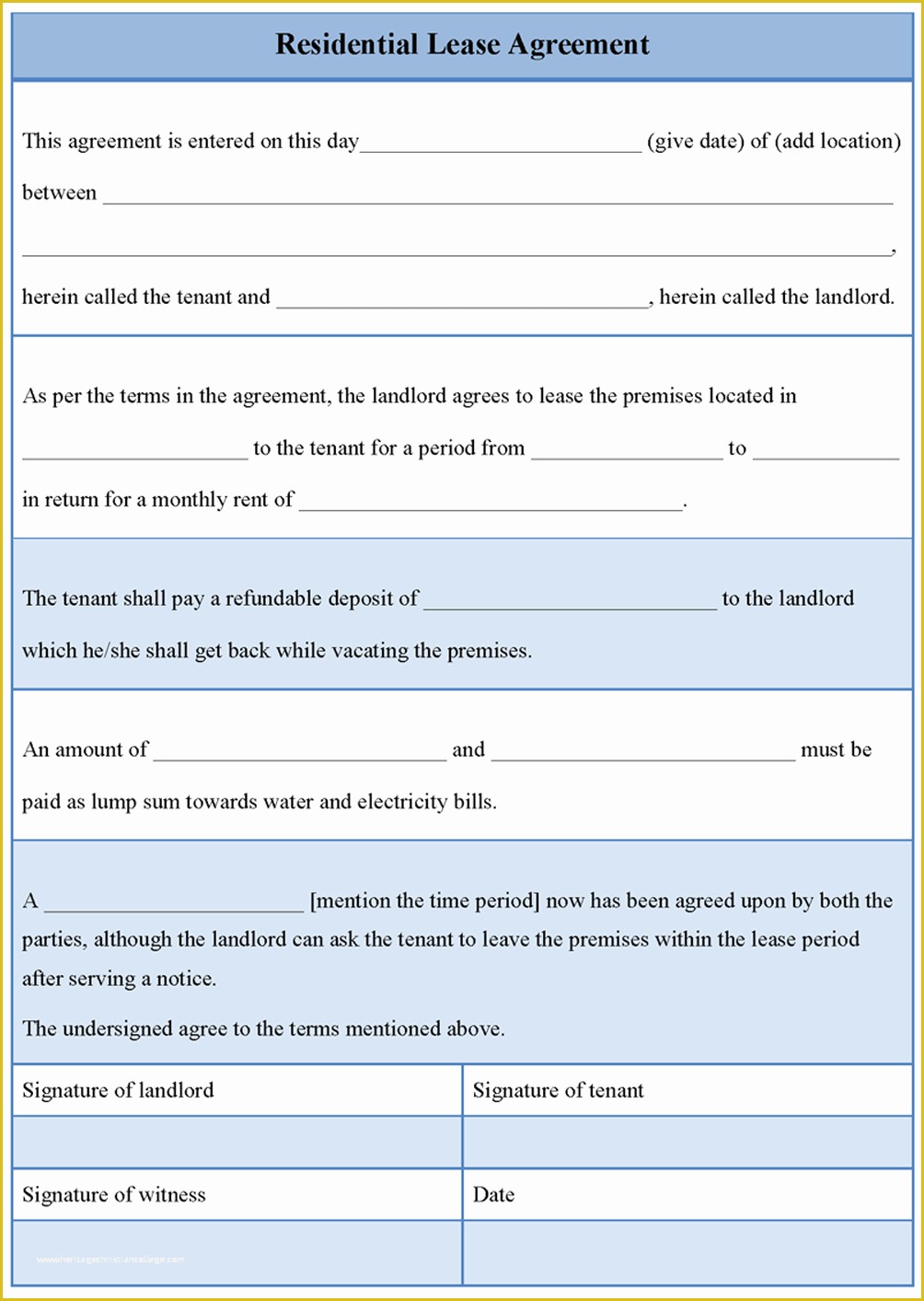 Lease Agreement Template Free Of 6 Sample Residential Lease Agreement