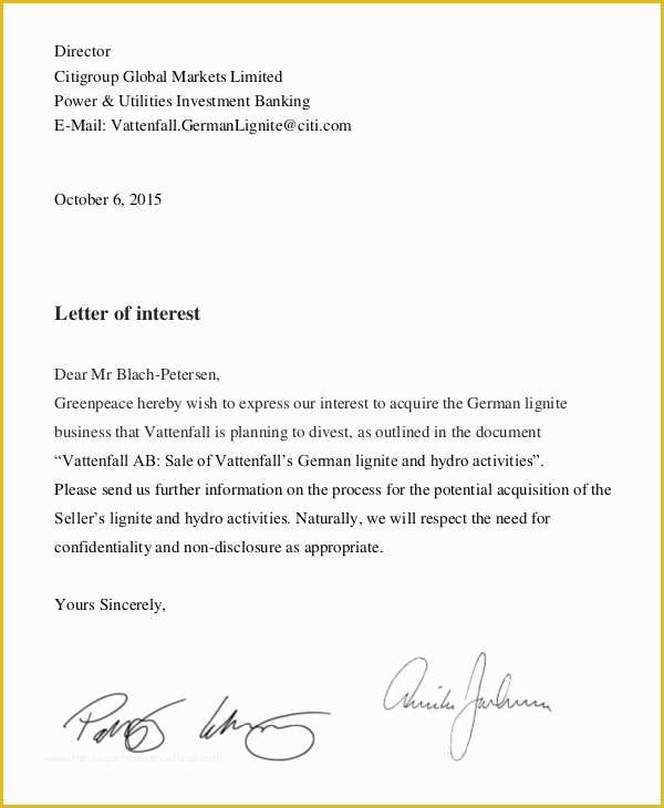 Letter Of Interest Template Free Of 8 Letter Of Interest Samples