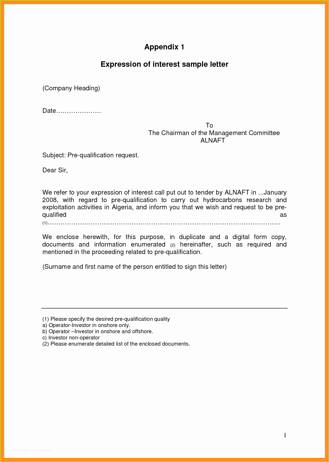 Letter Of Interest Template Free Of Expression Of Interest Template