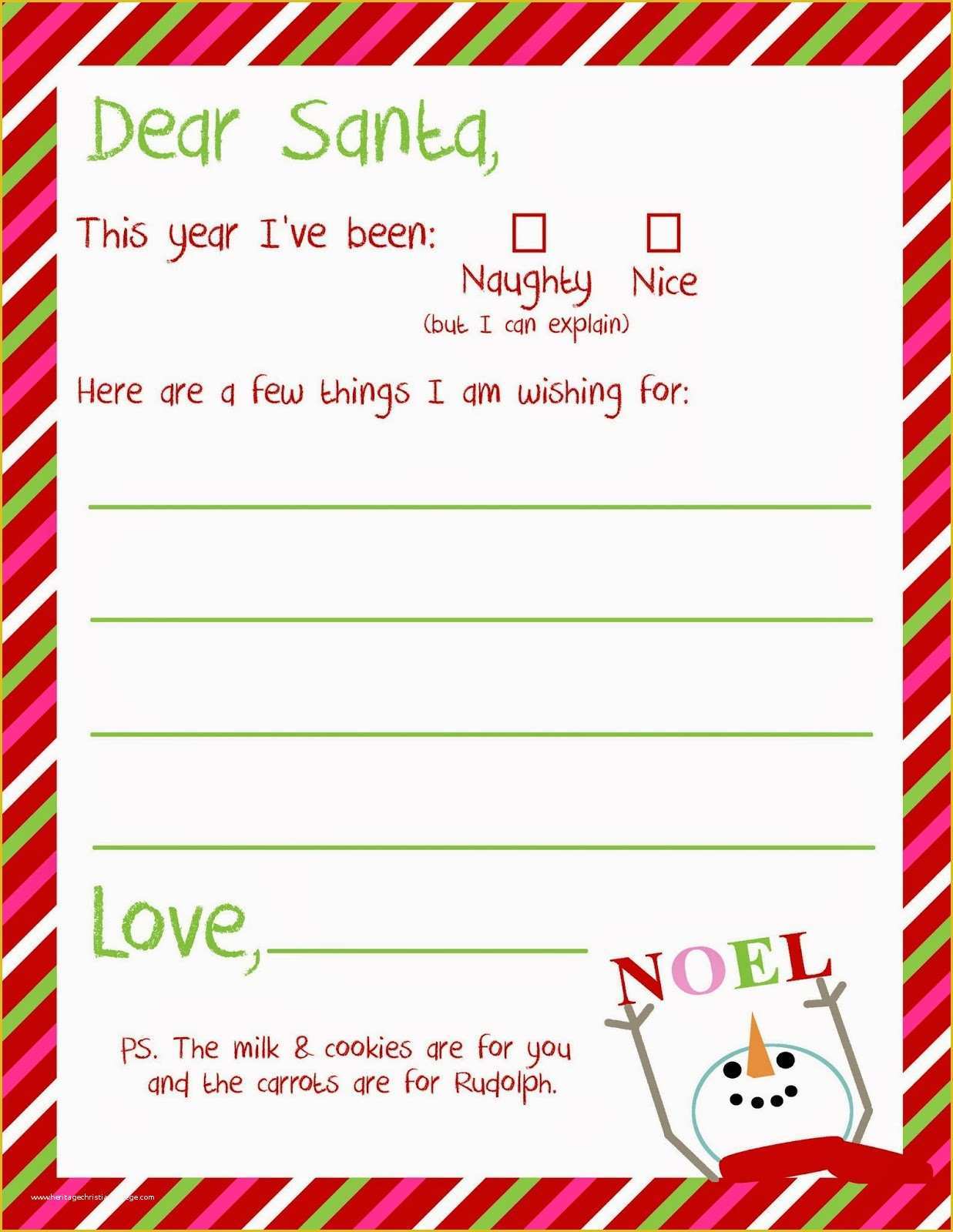 Letter to Santa Template Free Printable Of 6 Best Of Printable Christmas Letter to Santa
