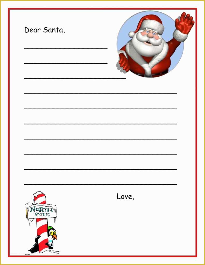 Letter to Santa Template Free Printable Of Letters From Santa Templates