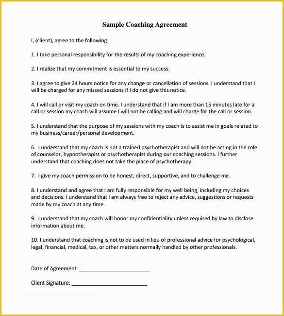 Life Coaching Contract Template Free Of 13 Coaching Contract Templates to Download for Free