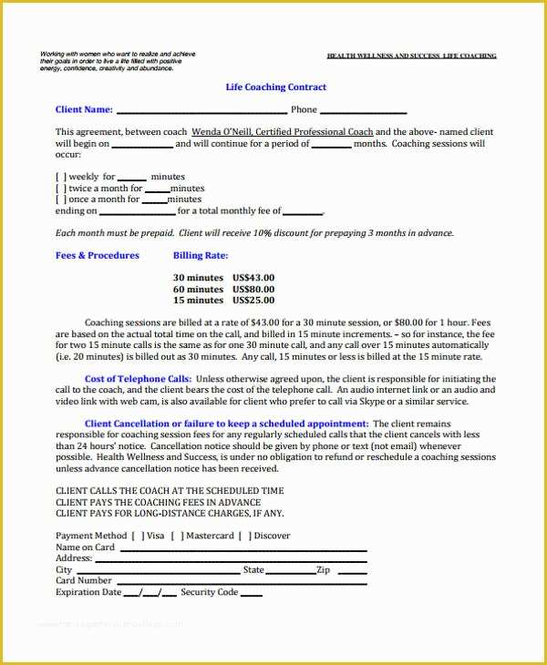 Life Coaching Contract Template Free Of 26 Contract Agreement form Templates