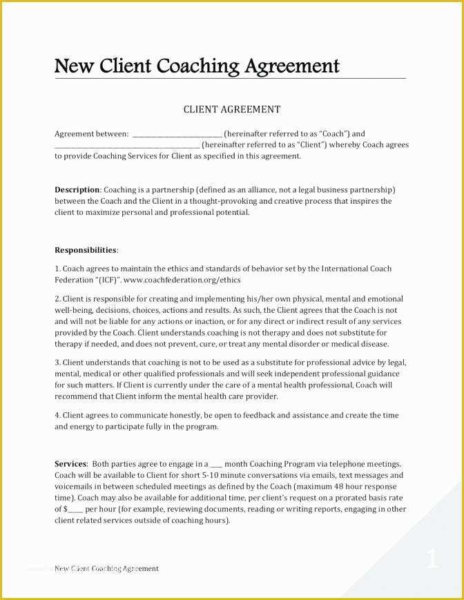 Life Coaching Contract Template Free Of Life Coaching Agreement Template – asrefo